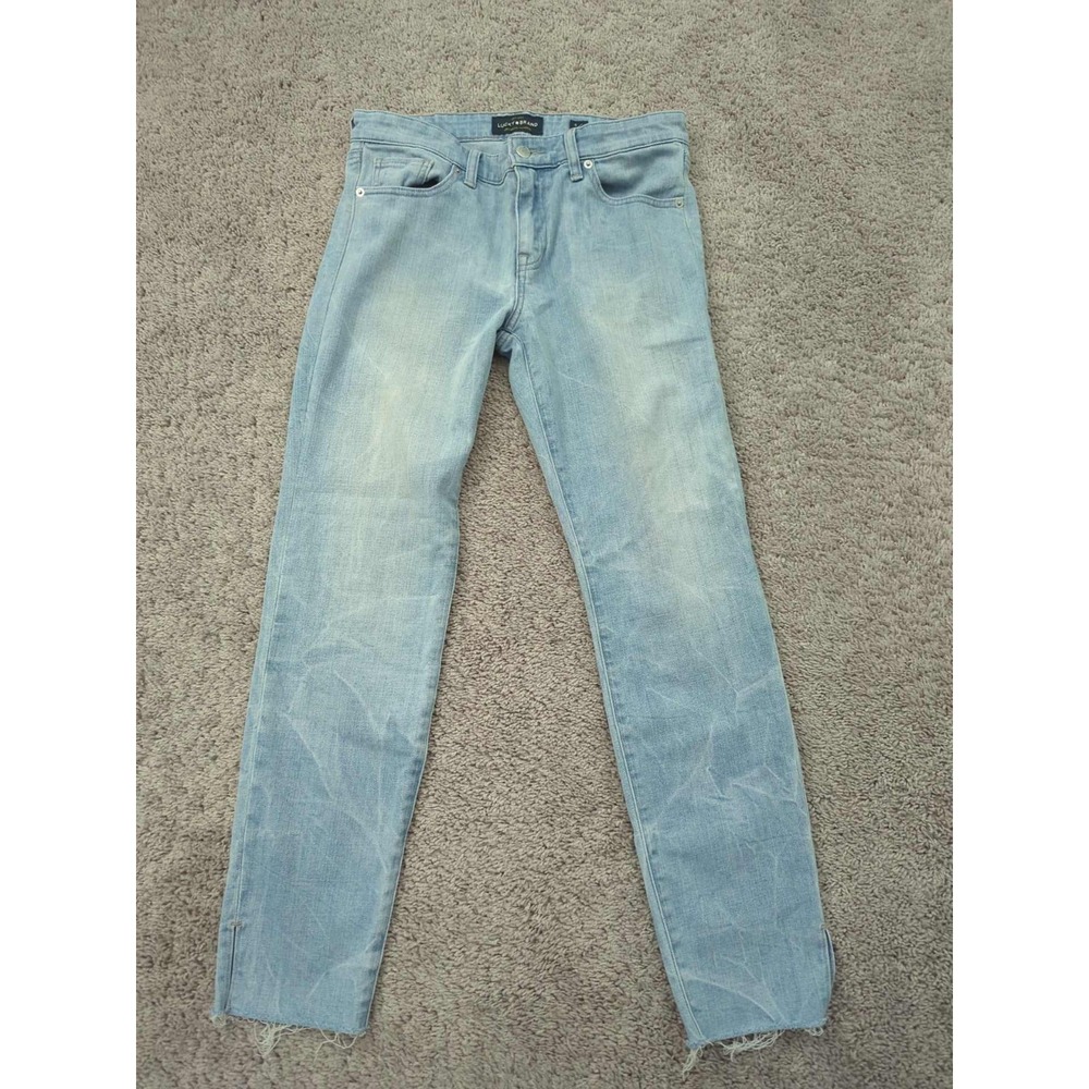 Lucky Brand Jeans Womens 4/27 Blue Denim MidRise Skinny Ava Stretch RawHem Ankle